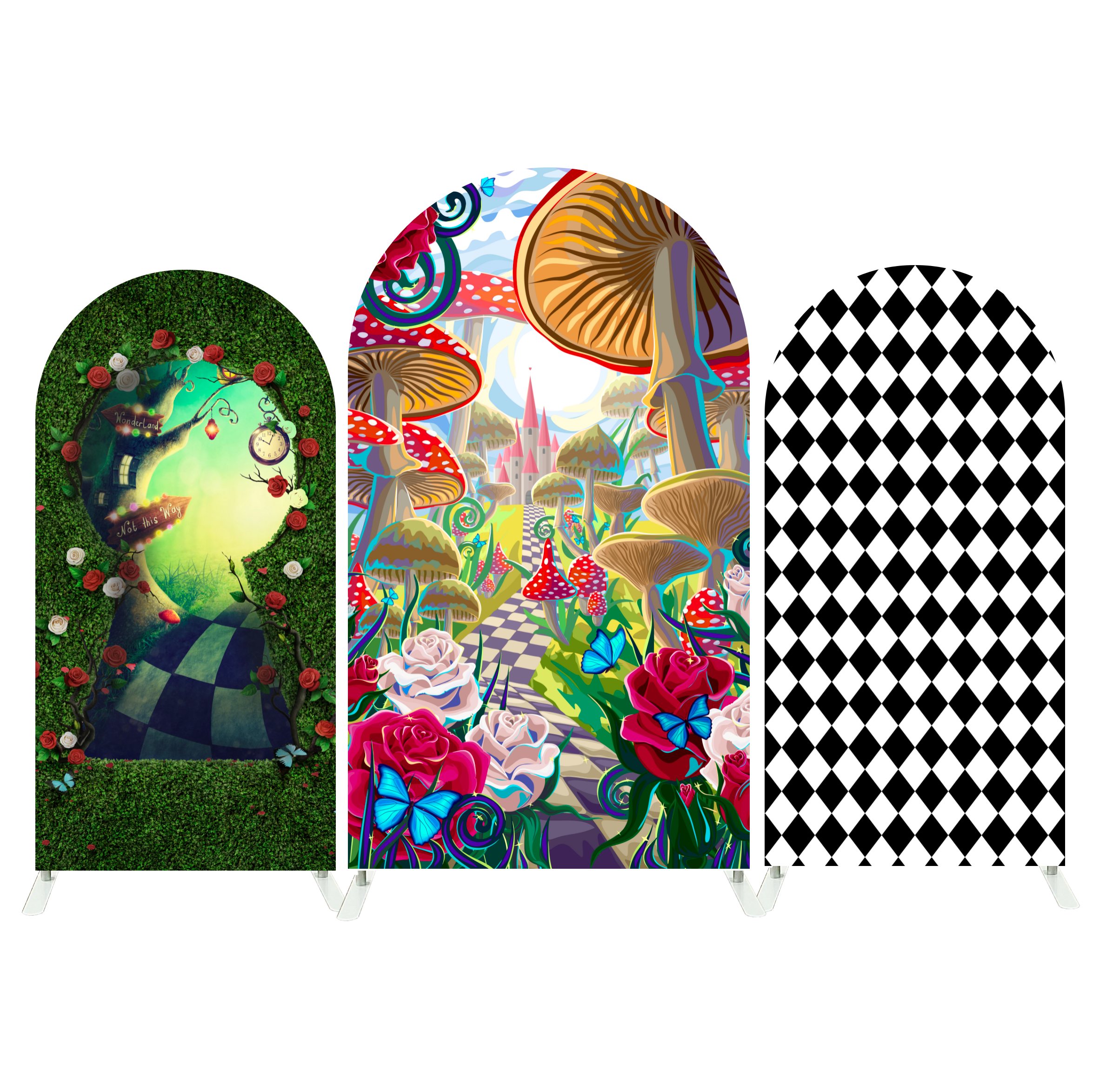 Alice In Wonderland Birthday Party Arch Backdrop Wall Cloth Cover