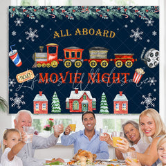 Lofaris All Aboard Movie Night Merry Christmas Holiday Backdrop