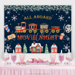 Lofaris All Aboard Movie Night Merry Christmas Holiday Backdrop