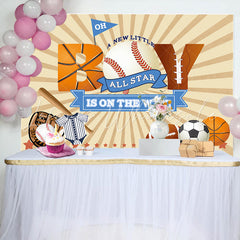 Lofaris All Star Sports Balls Baby Shower Backdrop For Boy