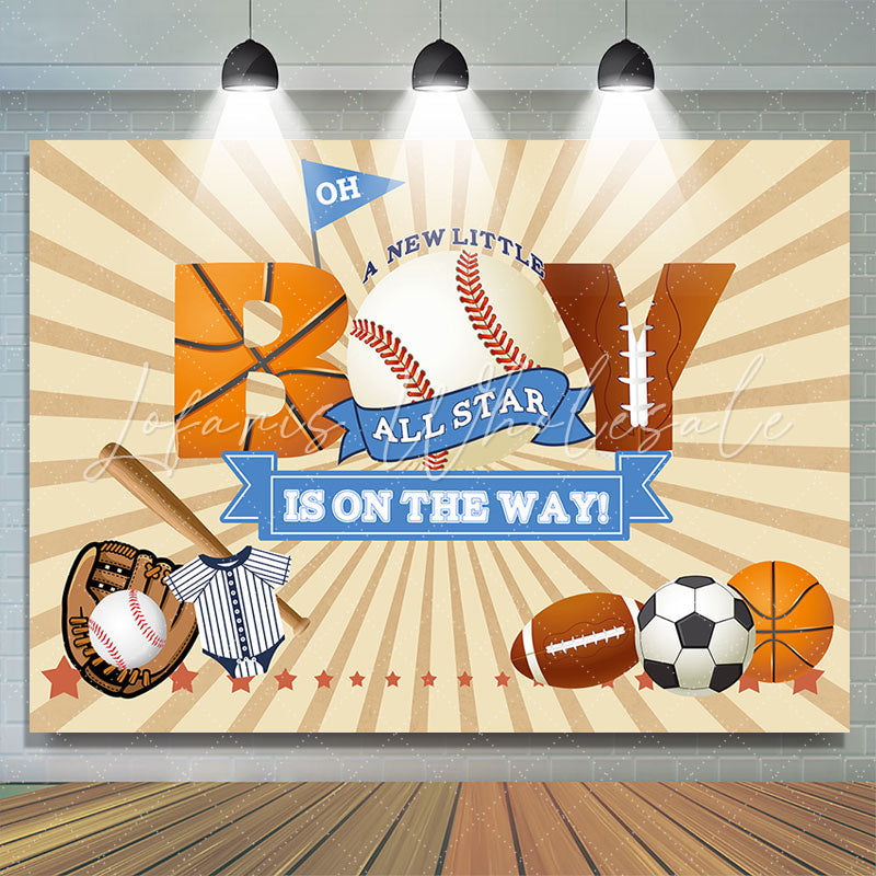 Lofaris All Star Sports Balls Baby Shower Backdrop For Boy