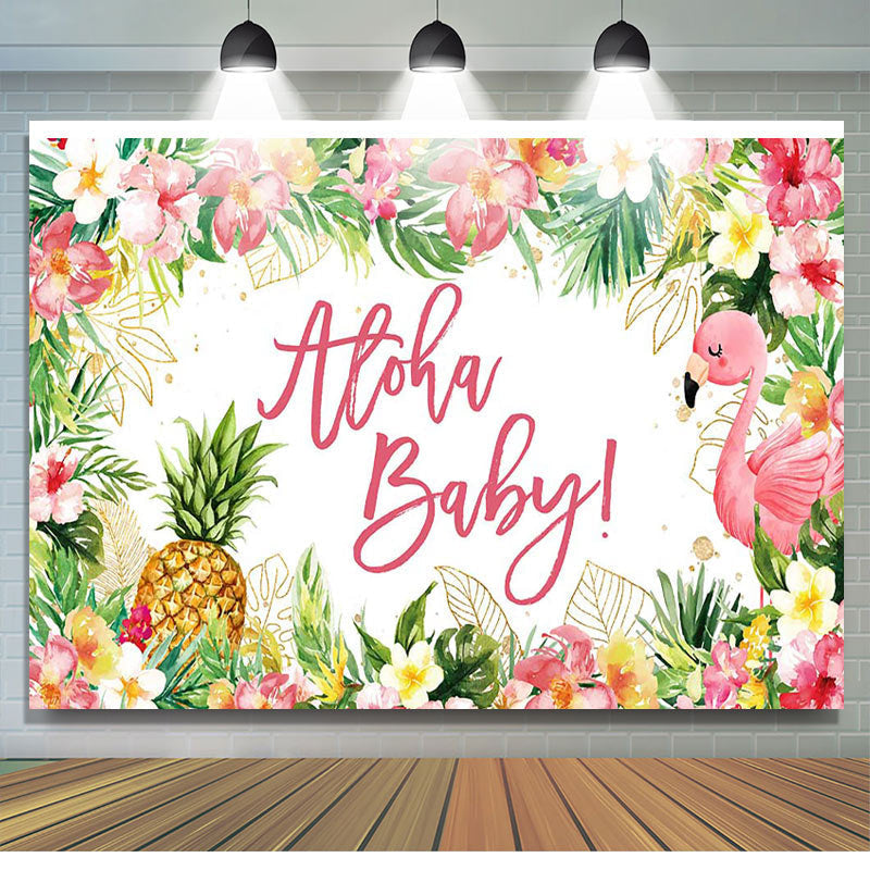 Lofaris Aloha Baby Floral Gender Reveal Backdrop For Girl