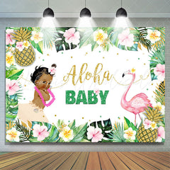 Lofaris Aloha Flamingo Girls Baby Shower Backdrop Summer Party