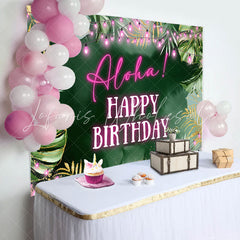 Lofaris Aloha Greenery Tropical Monstera Birthday Backdrop