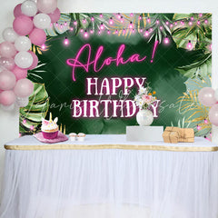 Lofaris Aloha Greenery Tropical Monstera Birthday Backdrop