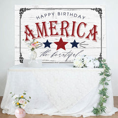 Lofaris America Star Retro Grey Wood Grain Birthday Backdrop