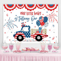 Lofaris American Truck Theme 1st Birthday Backdrop For Boy