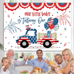 Lofaris American Truck Theme 1st Birthday Backdrop For Boy