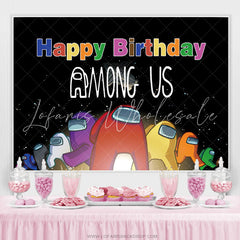 Lofaris Among Cartoon Cute In The Space Happy Birthday Backdrop