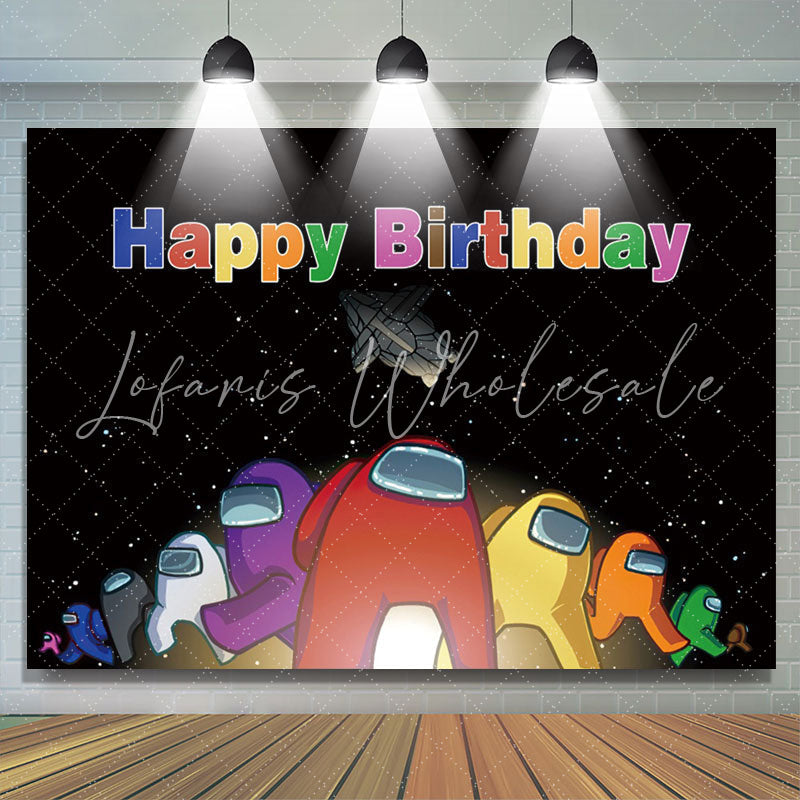 Lofaris Among Cartoon Cute No Logo Happy Birthday Backdrop