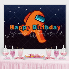 Lofaris Among One Orange Cute Cartoon Happy Birthday Backdrop