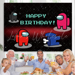 Lofaris Among Robot Themed Cartoon Happy Birthday Backdrop