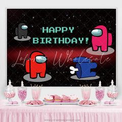 Lofaris Among Robot Themed Cartoon Happy Birthday Backdrop