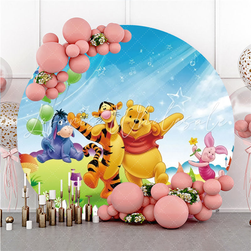 Lofaris Animals Balloons Circle Birthday Backdrop For Party