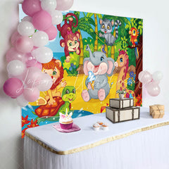 Lofaris Animals Beach Coconut Tree Sea Baby Shower Backdrop