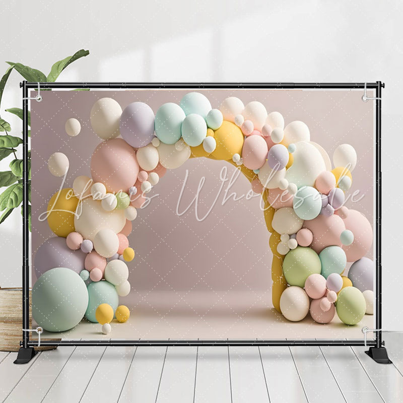 Lofaris Arch Colored Balloon Pink Wall 1st Birthday Backdrop