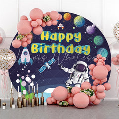 Lofaris Astronaut In Space Theme Round Happy Birthday Backdrop