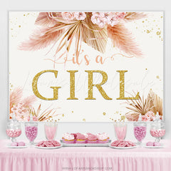 Lofaris Autumn Leaves With Flowers Girl Baby Shower Backdrop