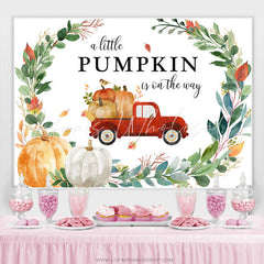 Lofaris Autumn Pumpkin On The Way Lovely Baby Shower Backdrop