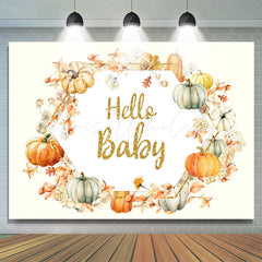 Lofaris Autumn Pumpkin Simple Cute Flower Baby Shower Backdrop