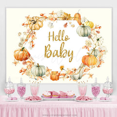 Lofaris Autumn Pumpkin Simple Cute Flower Baby Shower Backdrop