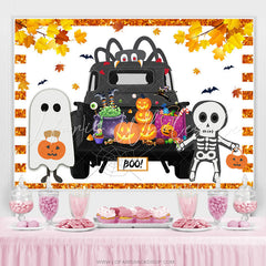 Lofaris Autumn Spy Spider Pumpkin Cute Ghost Halloween Backdrop