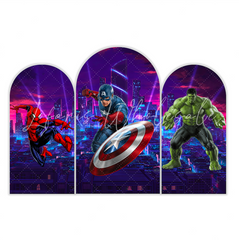 Avenger Super Hero Theme Happy Birthday Party Arch Backdrop Wall Cloth Cover