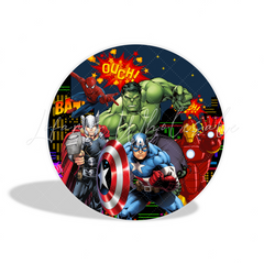 Avenger Theme Birthday Party Round Backdrop Cover Plinth Cylinder Pedestal Cloth Cover