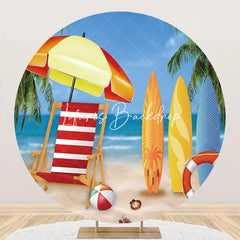 Lofaris Awning Surfboard Hawaii Beach Round Birthday Backdrop