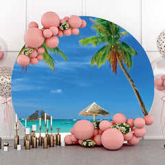 Lofaris Awning Trees Hawaii Beach Round Birthday Backdrop