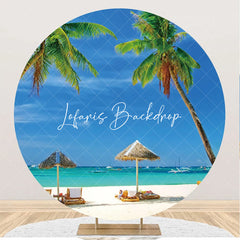 Lofaris Awning Trees Hawaii Beach Round Birthday Backdrop