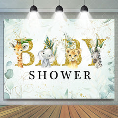 Lofaris Baby Animals and Green Plants Shower Backdrop Boy