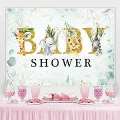 Lofaris Baby Animals and Green Plants Shower Backdrop Boy