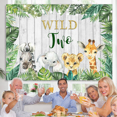 Lofaris Baby Animals And Green Plants Happy Wild Two Backdrop