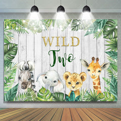 Lofaris Baby Animals And Green Plants Happy Wild Two Backdrop