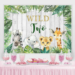 Lofaris Baby Animals And Green Plants Happy Wild Two Backdrop