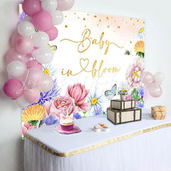 Lofaris Baby In Bloom Floral Butterfly Shower Backdrop