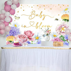 Lofaris Baby In Bloom Floral Butterfly Shower Backdrop