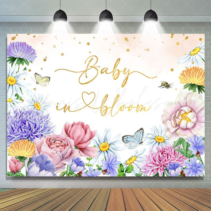 Lofaris Baby In Bloom Floral Butterfly Shower Backdrop