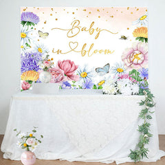 Lofaris Baby In Bloom Floral Butterfly Shower Backdrop