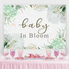 Lofaris Baby In Bloom Flower Green Photo Backdrop for Shower