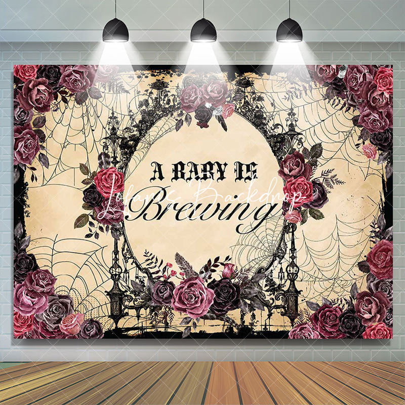 Lofaris Baby Is Brewing Rose Floral Gender Reveal Backdrop