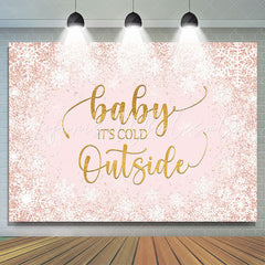 Lofaris Baby Is Cold Outside Pink Winter Shower Backdrop