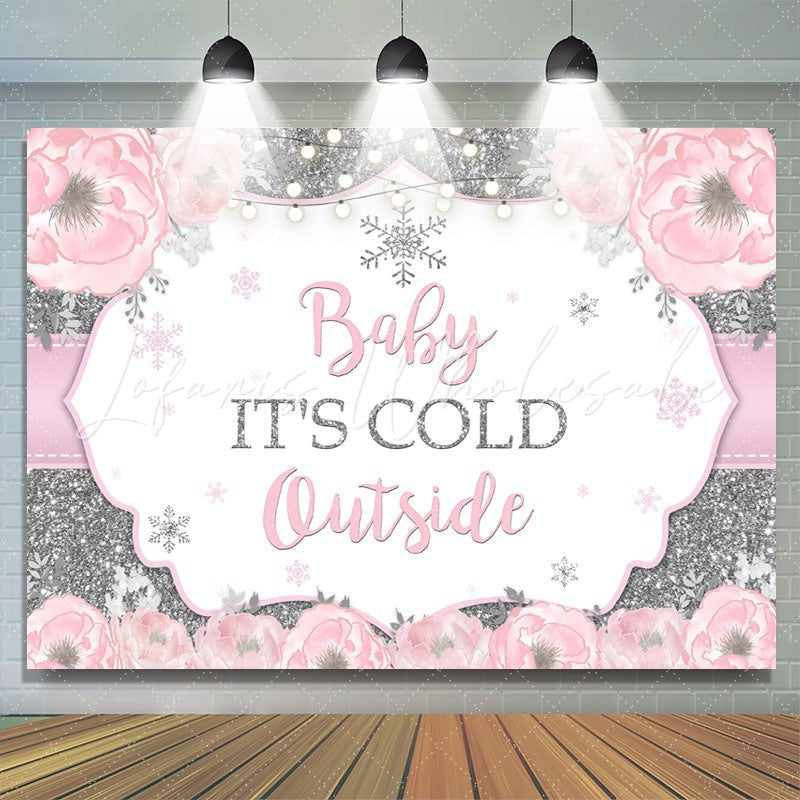 Lofaris It Is Cold Outside Pink Floral Backdrop for Baby Shower