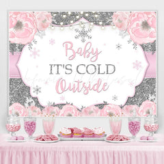 Lofaris It Is Cold Outside Pink Floral Backdrop for Baby Shower