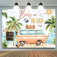 Lofaris Baby On Board Beach Summer Gender Reveal Backdrop