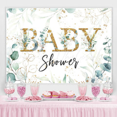 Lofaris Baby Shower Green Plant Gold Glitter Backdrop for Photo