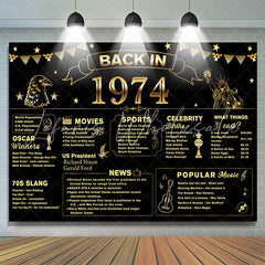 Lofaris Back In 1974 Gold Star Black 50th Birthday Backdrop