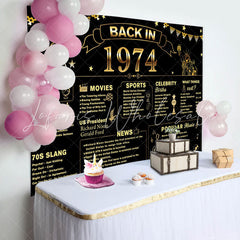 Lofaris Back In 1974 Gold Star Black 50th Birthday Backdrop