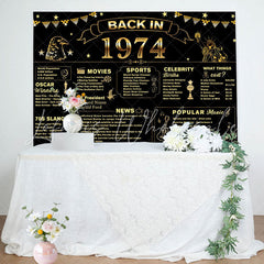 Lofaris Back In 1974 Gold Star Black 50th Birthday Backdrop